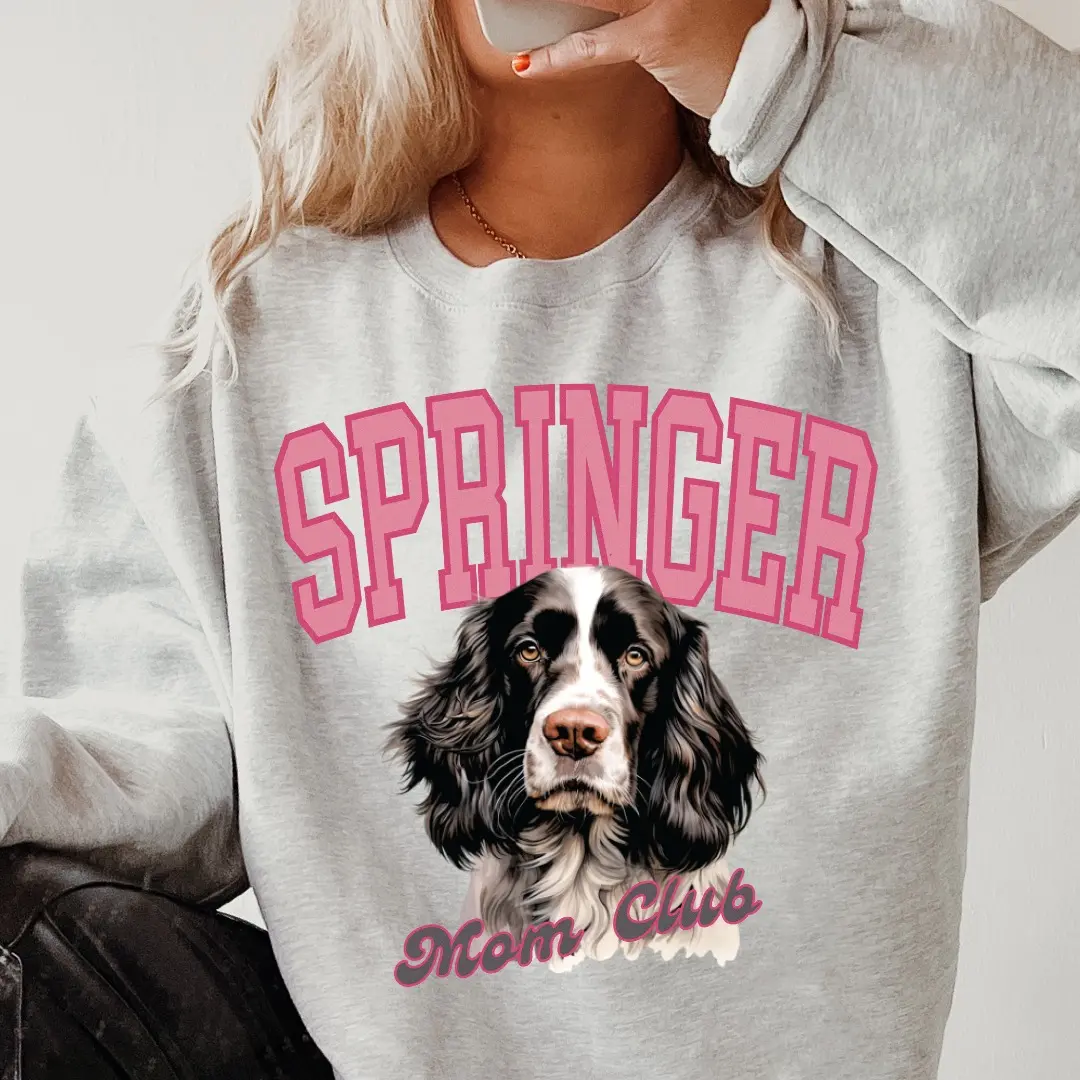 Black and White Springer Spaniel Mom Club Sweatshirt