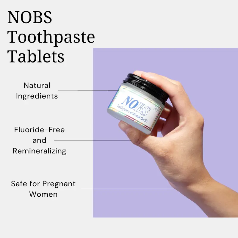 NOBS Toothpaste Tablets - Nano Hydroxyapatite, Fluoride Free, Plastic Free, Eco & Travel Friendly - Remineralize with NHA 4