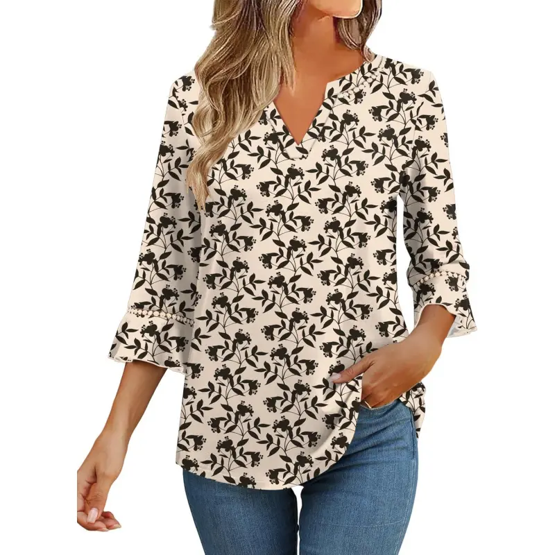 F-apricot Black Floral