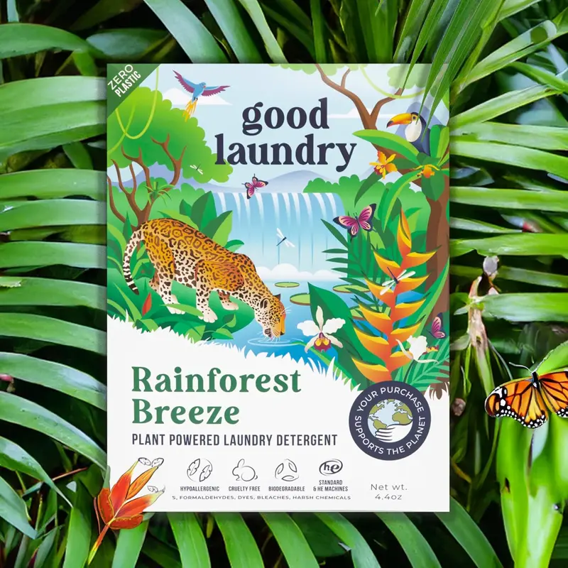 Detergent Sheets - Rainforest Breeze Scented (60 Loads) - Eco-Friendly Laundry Detergent Sheets, Hypoallergenic, No Plastic Jugs or Waste - Based in the USA
