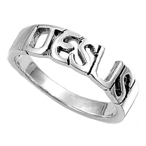 .925 STERLING SILVER Woman’s “Jesus” Christian Faith Ring Band 5mm