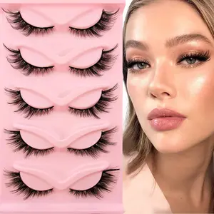 5 Pairs Cat Eye False Eyelashes, D Curl Volume Angel Wings, Comfortable Water-Resistant Design, Versatile & Reusable