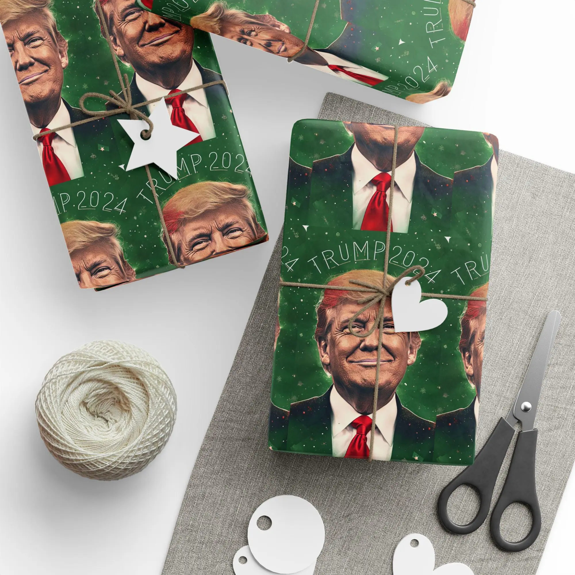 Wrapping Paper, Green Trump 2024 Festive Future President Donald Trump ...
