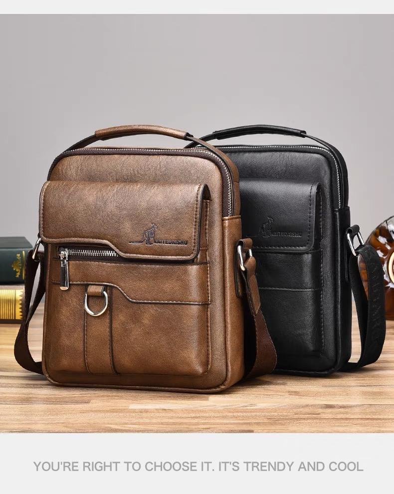 TikTokShopBlackFriday Men's Casual Shoulder Bag, Large Capacity Multifunctional PU Travel Crossbody Bag, Waterproof & Wear-Resistant, Versatile Fashion Bag