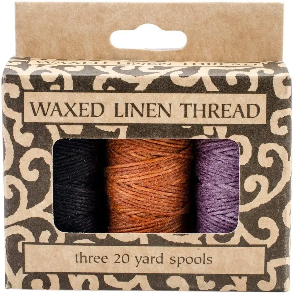 Books by Hand, Natural Waxed Linen Thread, Three 20 Yard, for Leather Sewing, BBHM206