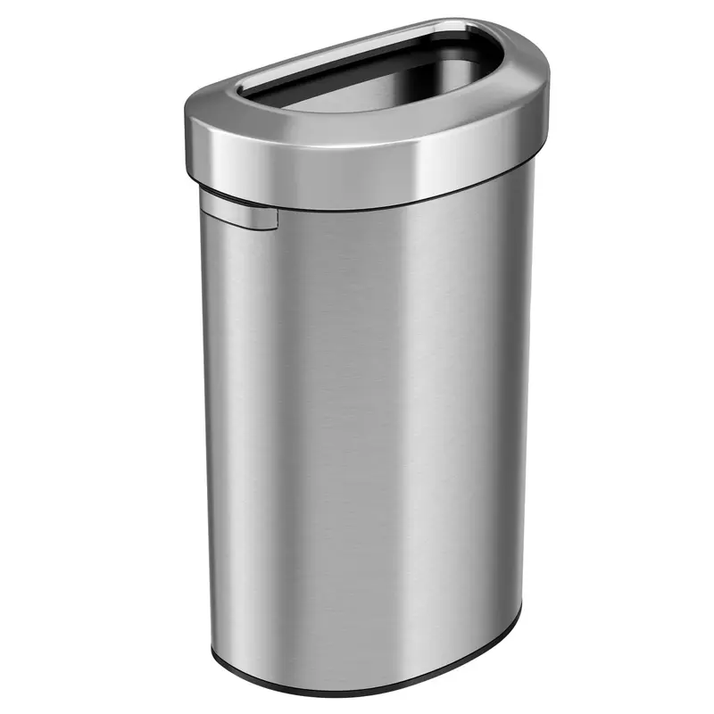 23 Gallon / 87 Liter Semi-Round Open Top Kitchen Trash Can Stainless Steel Bin