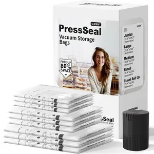 12/15/18 Pcs PressSeal Vacuum Storage Bag with Electric Pump，Multi Size Reusable Waterproof Space Saving Storage Organizer for Clothing, Comforters, Pillows, Towel, Blanket Storage, Bedding, Travel, Closet