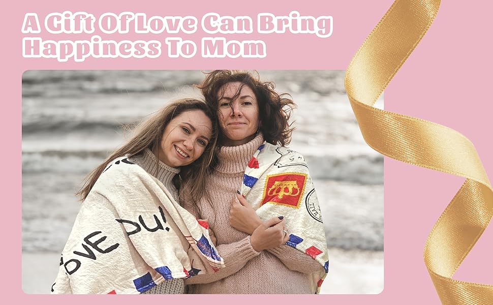 "To My Dearest Mom" Airmail-Style Hug Blanket | A Heartfelt Birthday and Mother's Day Gift for the Mom Who "Has Everything"