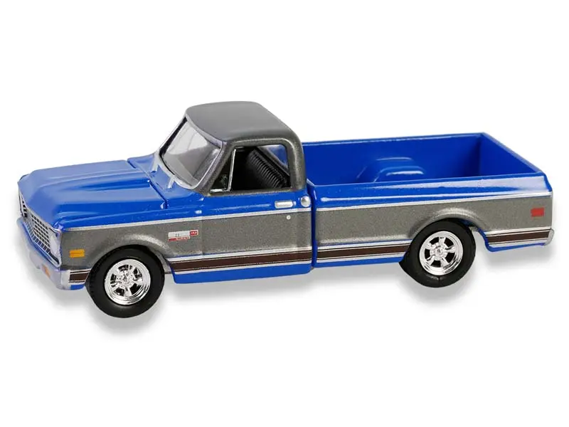 New 1972 Chevy Cheyenne C10 Short Bed Model Car - Electric Blue and Gunmetal Gray 1:64 Scale Diecast Toy, Greenlight 30567, Ages 14+, Model Cars, Diecast Toys