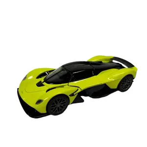 KINSMART Aston Martin Valkyrie Die Cast Model Car 1:36 Scale Lime Essence Color with Pull Back & Go Action Doors Openable Collectible Toy