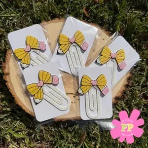 Rhinestone Pink Jumbo Paper Clips Book Markers with Adorable Bow Design for Organizing and Marking Pages