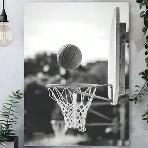 1PC (Framed Frameless Poster Optional)Room Decor Basketball Poster Basketball Hoop Print Sports Art Ball Art Black And White Art Photography Art Minimal Art Great Gym Or Living Room Wall Decor