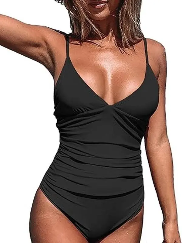 Women's One Piece Swimsuit Tummy Control V Neck Bathing Suits