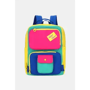 Himawari Contrast Nylon Backpack Bag with Handles