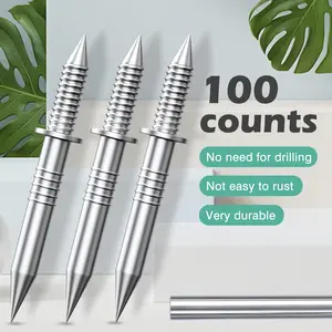 100 Counts Double-Headed Skirting Thread Seamless Nail Non Marking, Silver Invisible Baseboard Fixings with Socket, Easy Install Nails for Wood Panels