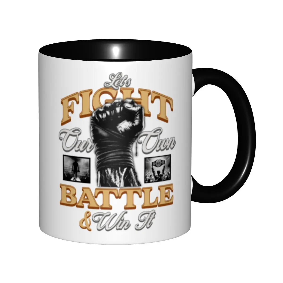 Sturdy Lightweight Ceramic Boxing Fist Mug, Printed Motivational Fighter Graphic Drink Cup, Gift for Boxers, Reusable