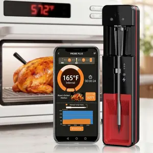 Bluetooth Wireless Meat Thermometer for Oven: Smart 572℉ Oven-Safe Probe with 900ft Remote Range for Juicy Meat - Easy Setup App Auto Alerts Dishwasher Safe for Grilling Cooking Smoking