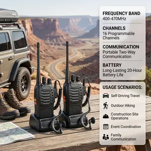 2026 2pcs/lot  Mini Rechargeable Ham Radio Walkie talkie UHF Two way   UHF 400-470MHz 16CH Portable Transceiver with Earpiece