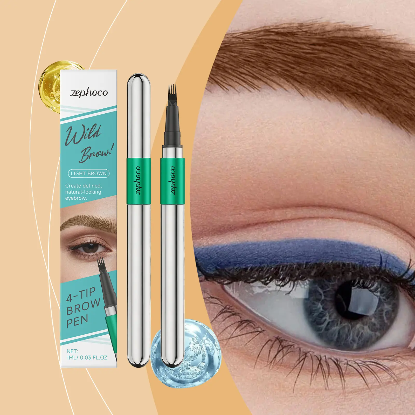 zephoco Three-Dimensional Natural Four-Pronged Eyebrow Pencil Is Light Brown And Can Hold Makeup For Daily Use Without Easily Smudding It Is Easy For Beginners To Handle