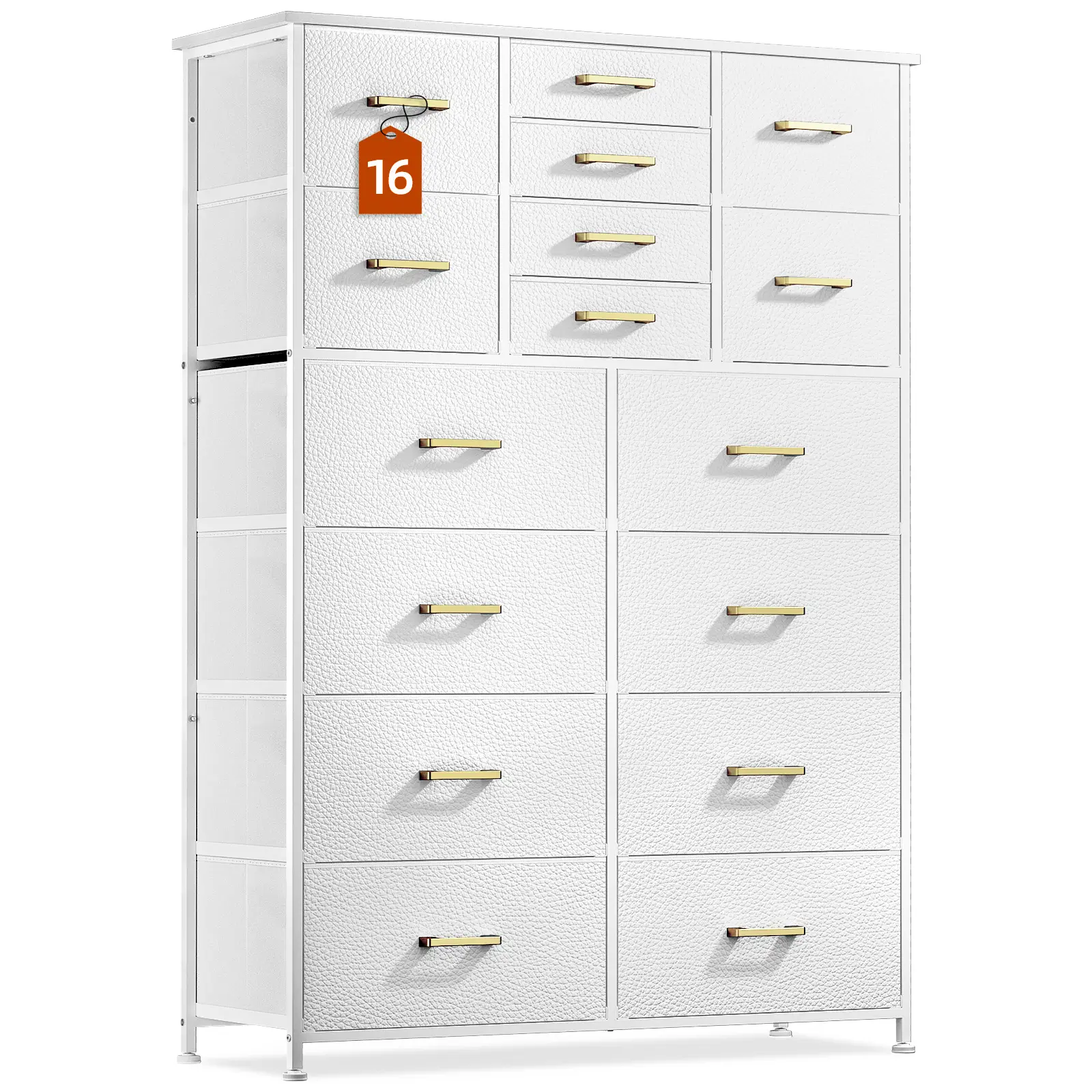 PhoenixHome Tall Dresser With 16 Drawers For Bedroom, Large Chest of Drawers, Tall Dresser for Bedroom Closet Living Room Entryway, with Sturdy Metal