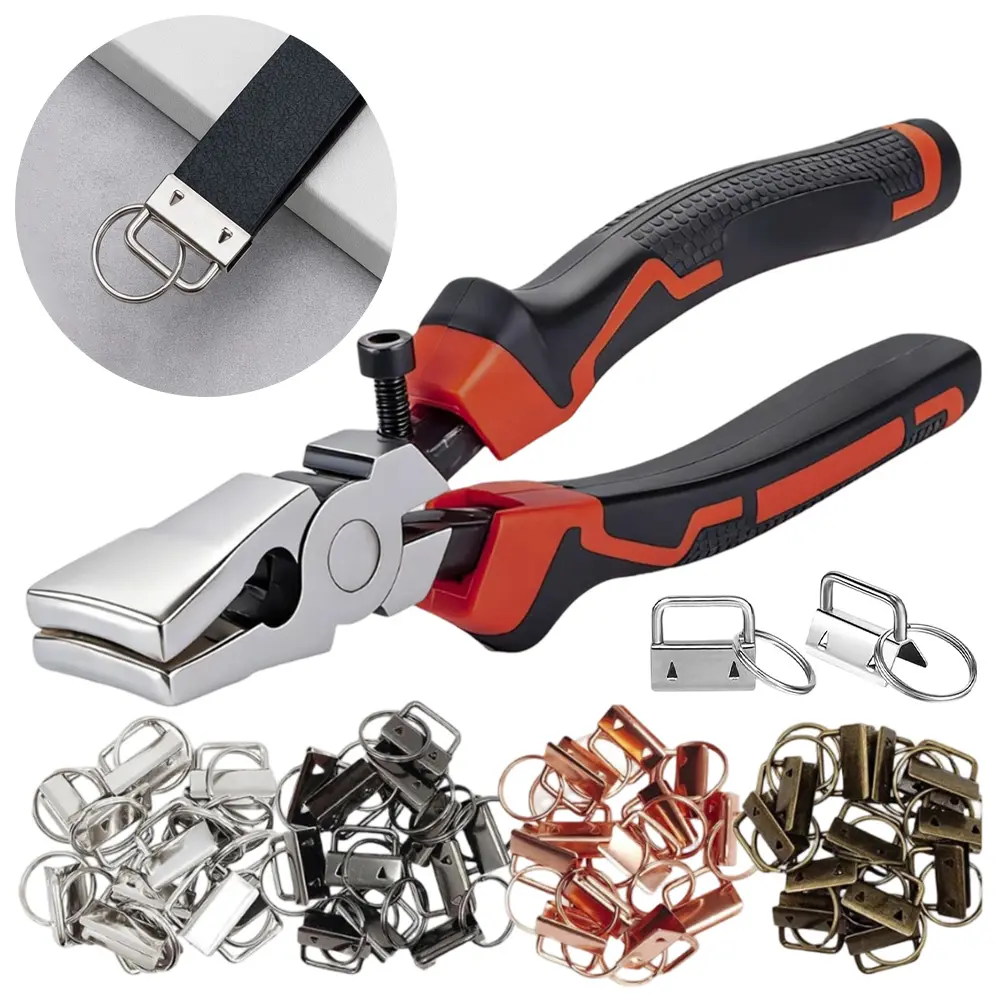 60Pcs Key Fob Hardware Set - 1 Inch Keychain Hardware with Pliers for Wristlet, Lanyard & Key Chain Making Supplies