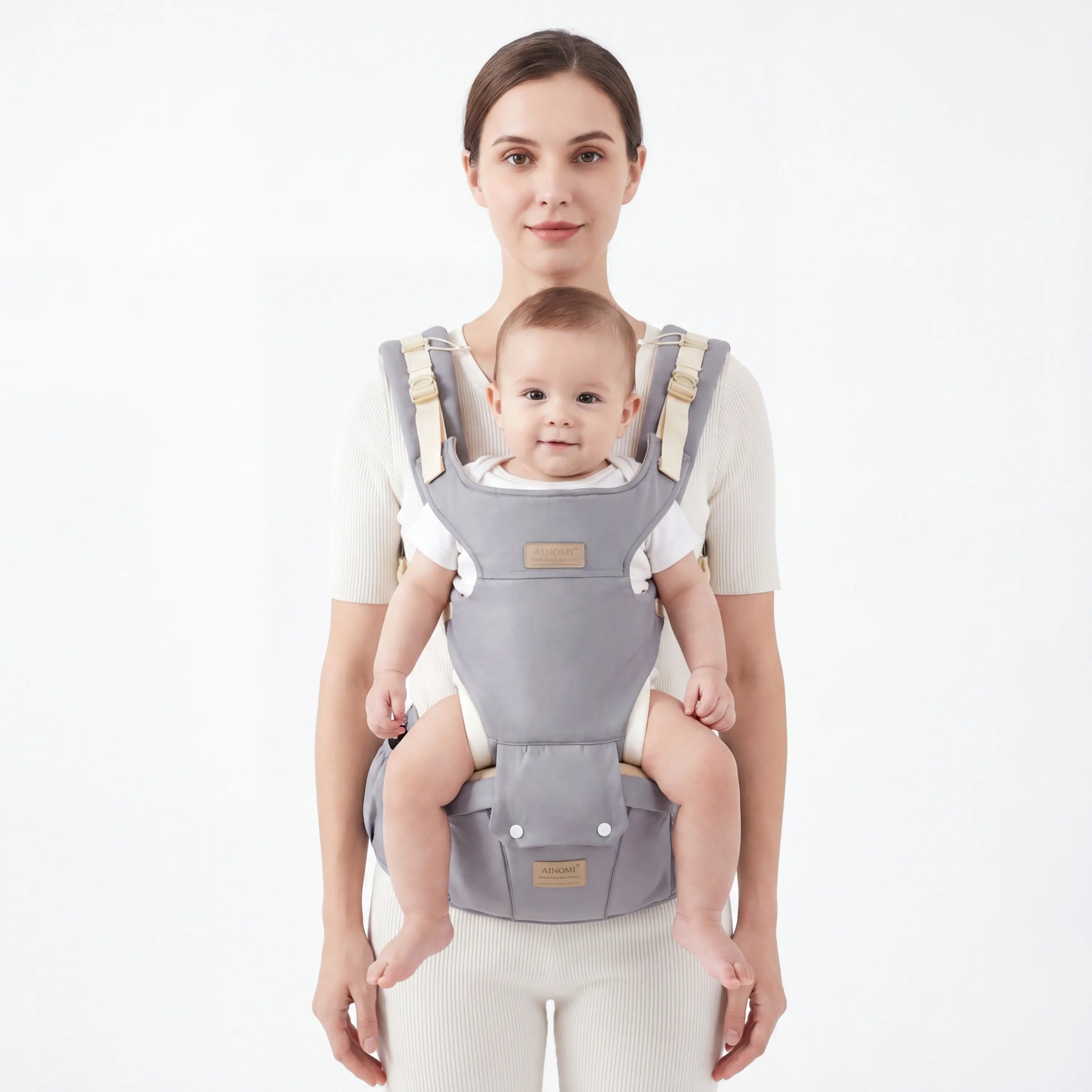6-in-1 Ergonomic Baby Carrier with Hip Seat, Black Bear Style, Breathable Infant Sling for Newborn to Toddler, Hands-Free & Adjustable，Ergonomic Baby Carrier，Baby Carrier with Hip Seat，Infant Carrier multifunctional wesring cozy wrap