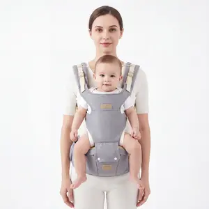 6-in-1 Ergonomic Baby Carrier with Hip Seat, Black Bear Style, Breathable Infant Sling for Newborn to Toddler, Hands-Free & Adjustable，Ergonomic Baby Carrier，Baby Carrier with Hip Seat，Infant Carrier multifunctional wesring cozy wrap
