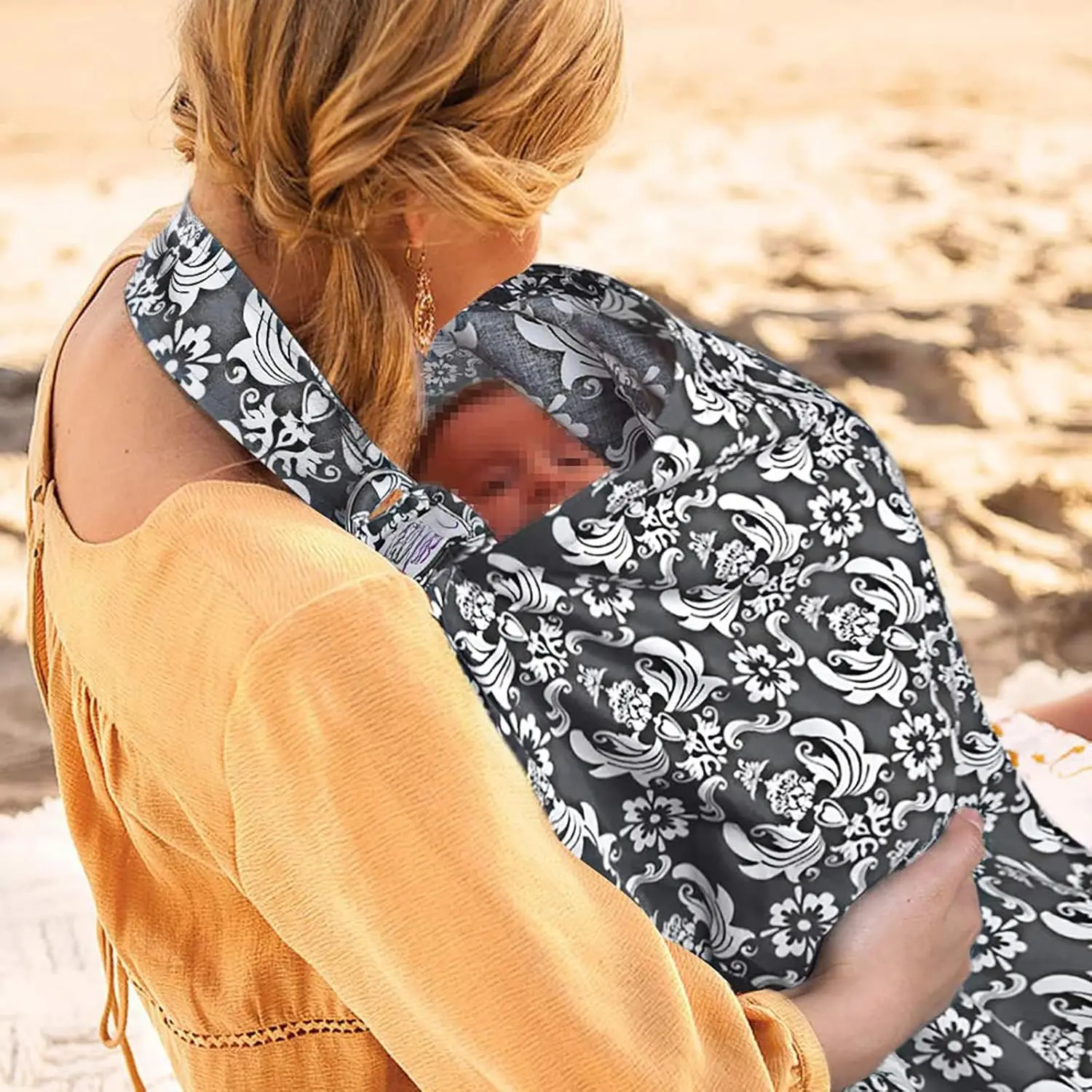 Maternity Cotton Nursing Cover for Moms, Breathable Baby Privacy Cover with Adjustable Hoop Shape (Grey)