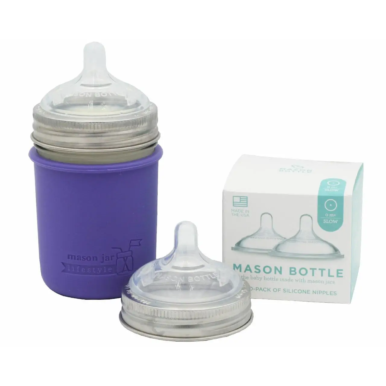 Mason Bottle Silicone Nipples for Regular Mouth Mason Jars Two-Pack