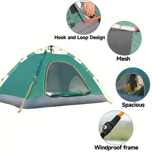 Outdoor Quick-Open Tent ,amfest tent for 1-2 Person,All-Season Tent , One Door One Window Ventilation Upgrade, Windproof Lightweight Green Tent for Camping, Hiking, Durable Construction, Adventure Seekers
