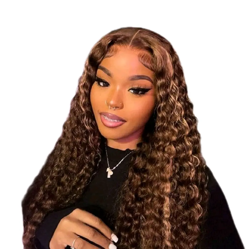 Human Hair Lace Closure Wigs - Honey-Blonde Burmese Curly, 13x6 13x4 & 5x5 Transparent Lace, 200% Density Full Frontal for Natural Look