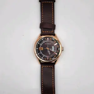 Sleek Curren Leather Watch – Rose Gold Trim