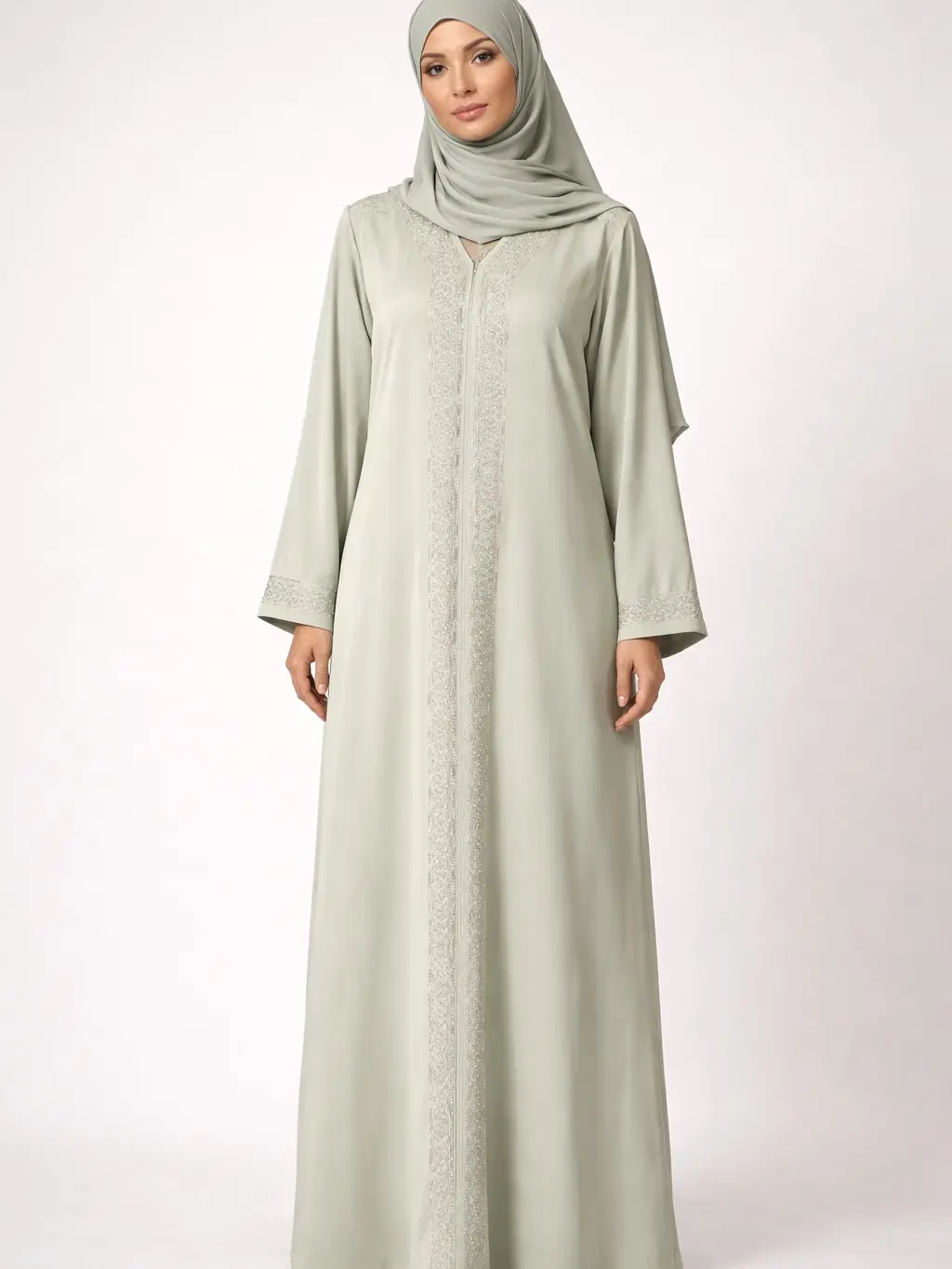 Luxury Sage Green Embellished Abaya Size 56 Modest Dress - TikTok Shop Luxury Sage Green Embellished Abaya Size 56 Modest Dress - TikTok Shop