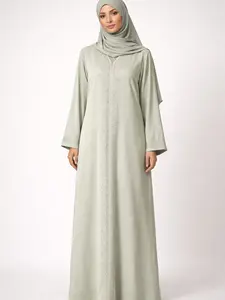 Luxury Sage Green Embellished Abaya – Size 56 Modest Dress