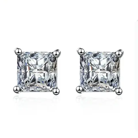Unisex Elegant Square Shaped Glittering Stud Earrings (1 Pair), Exquisite Trendy Minimalist Stud Earrings, Fashionable Jewelry for Daily & Party Decoration, High Quality Earrings, Ear Studs