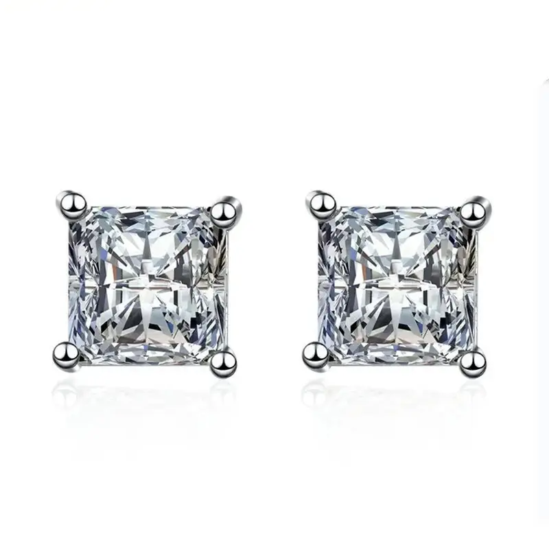 Unisex Elegant Square Shaped Glittering Stud Earrings (1 Pair), Exquisite Trendy Minimalist Stud Earrings, Fashionable Jewelry for Daily & Party Decoration, High Quality Earrings, Ear Studs