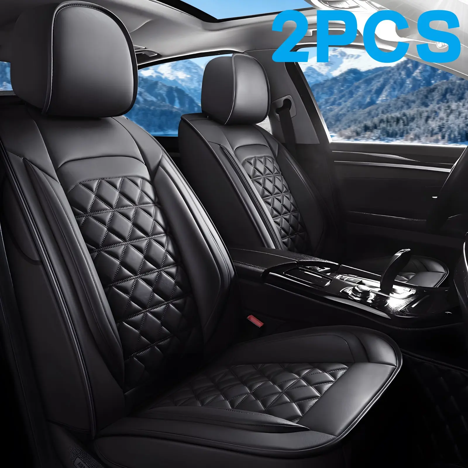OTOEZ 2 Front Car Seat Protectors, Luxury PU Leather, Water Resistant, Breathable, Seat Cover Solutions, Universal Fit for Most Cars/SUVs, Automotive Accessories