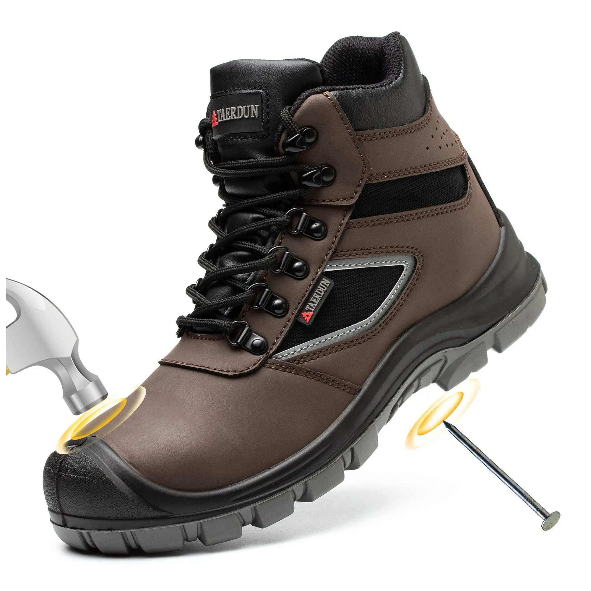 Steel Toe Boots for Men Waterproof Work Safety Shoes Non-slip Breathable Comfort Lightweight, Industrial & Construction Shoes, Welding Boots Boots Botas de Trabajo Puncture Proof Shoes