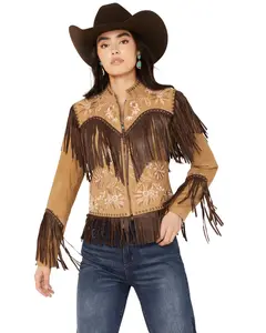 Shyanne Women's Embroidered Suede Fringe Jacket - Swsp23o95