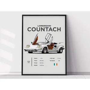 Lamborghini Countach Poster Print, Boys Room Decor,  Home Office Art, Room Decor, Digital Posters, Car Posters