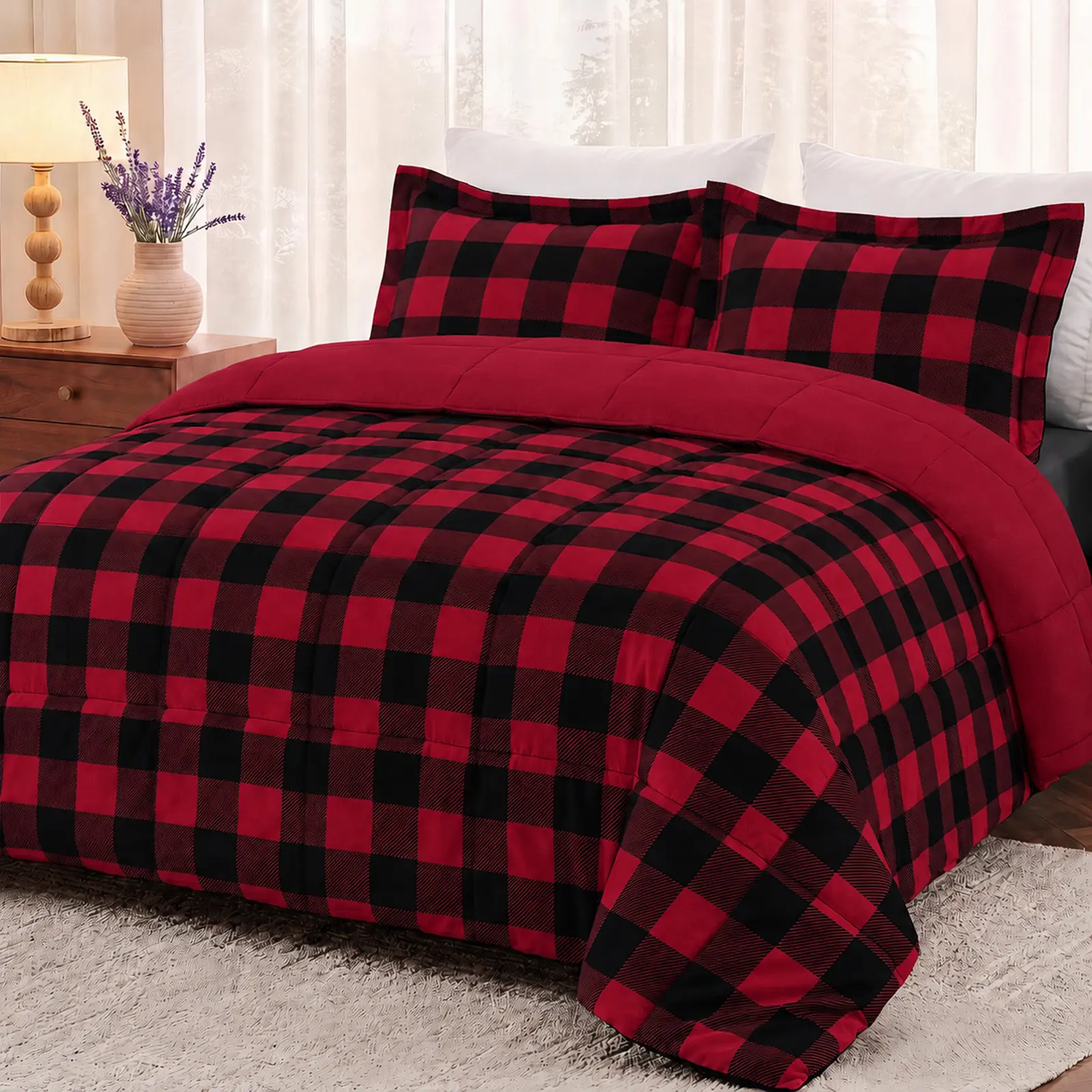 【Back to School】Downluxe Classic Plaid Quilt Set, Lightweight Down Alternative Quilts, Soft All-Season Bedding,  Breathable And Comfortable, Comforter Set, Bed Comforter Sets