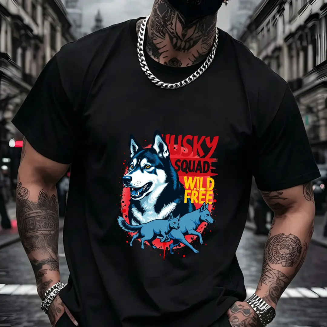 Husky Style,  Streetwear Tee Husky Game Apparel Graphic Streetwear T-Shirt Gift, Unisex Cotton Tee Shirt Comfortable Short Sleeve Round Neck Style Funny Graphic Shirt Casual All-Season