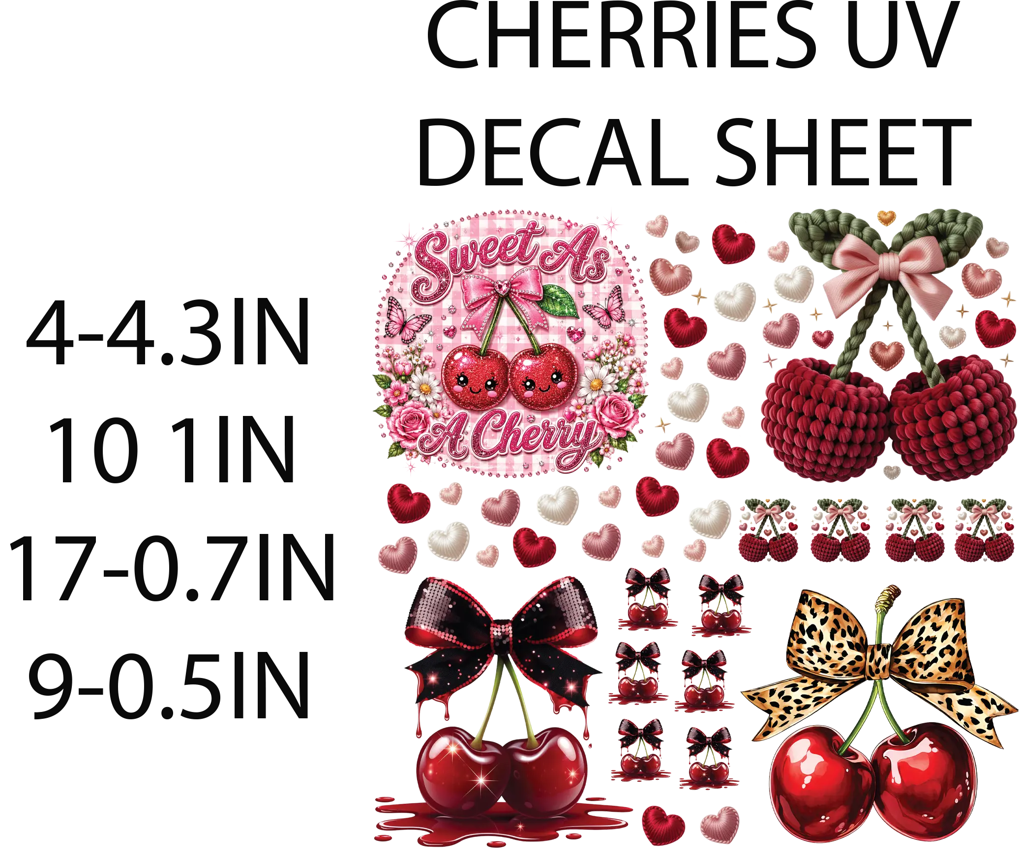 Cherries UV Decal Sheet, Adhesive Stickers for Hard Surfaces (Toys & Hobbies, DIY Scrapbooking & Stamping Supplies)