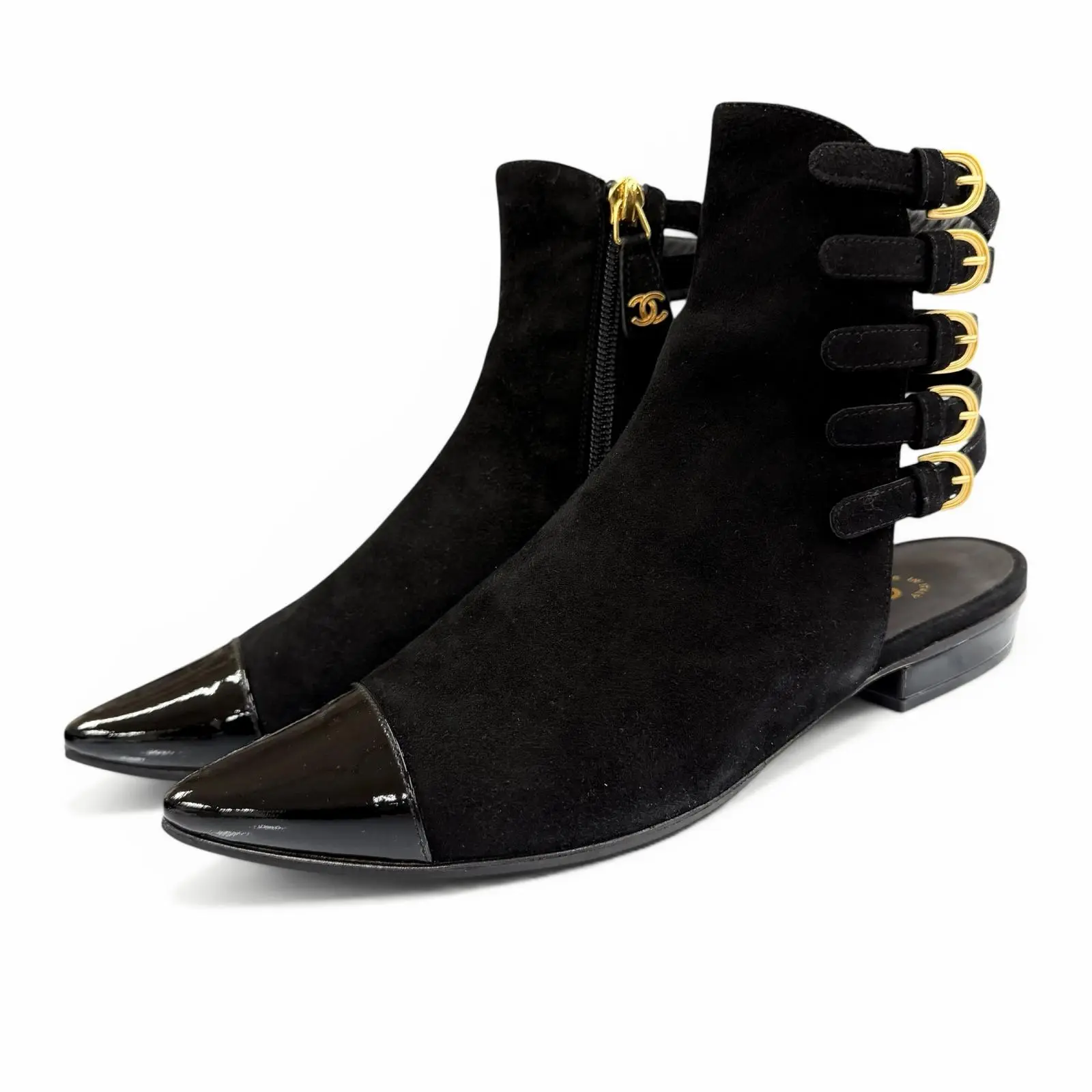 Pre-owned CHANEL Suede Small Leather Goods Ankle Boots