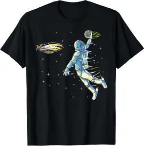 Basketball Space Astronaut Slam Dunk Jam Sports Humor Summer Casual Short Sleeve Cotton T-Shirt