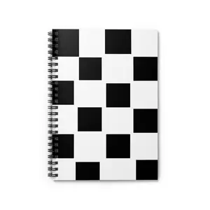 Chic Checkered Spiral Notebook - Ruled Line, Black and White Design, Perfect for School, Journaling, Gifts, Stationery, and Organizing