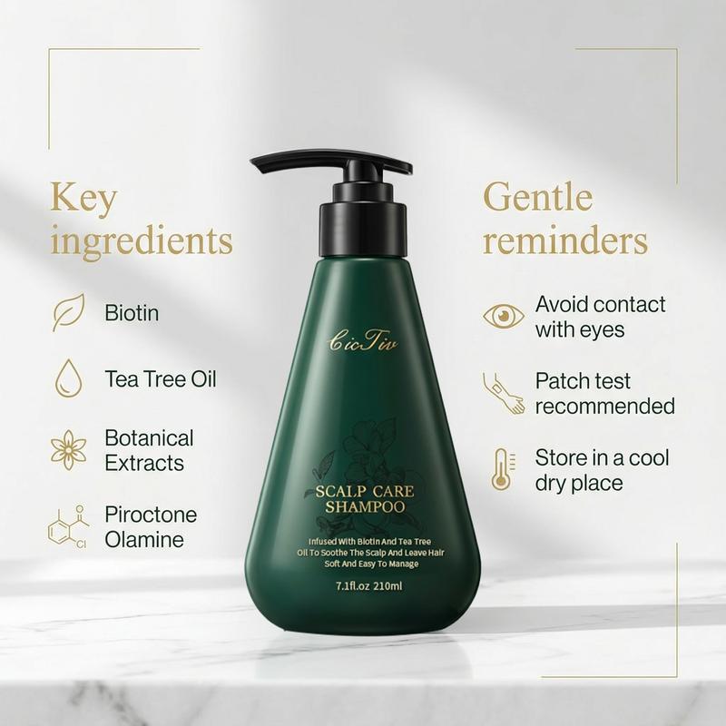 Scalp Care Shampoo with 15 Precious Botanicals, Gently Cleanses and Nourishes Scalp, Promotes Hair Growth, Strengthens Strands, Hair Loss Treatment for Thinning Hair, Unisex, Controls Oil and Boosts Volume, 7 oz (210 ml)