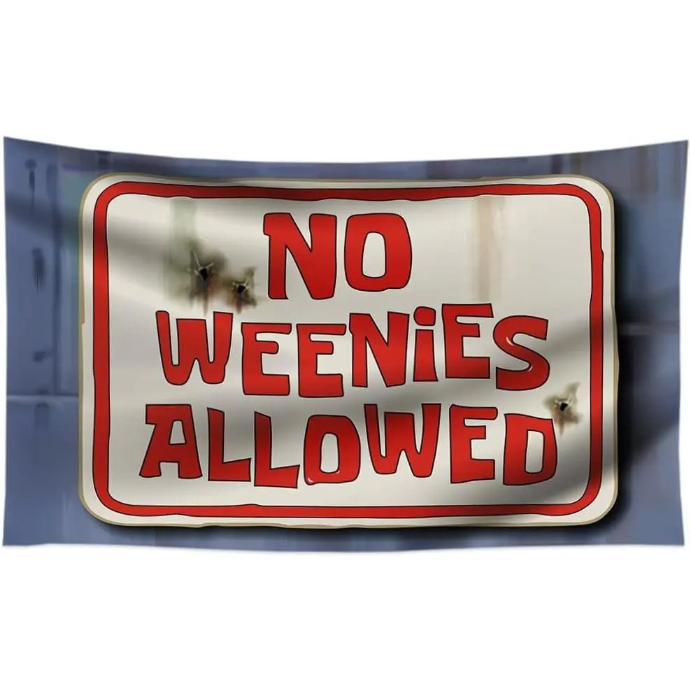"No Weenies Allowed" Pattern Print Durable Decorative Tapestry, 100% Polyester Tapestry Wall Mural, Lightweight Indoor Decor for College Dorm Home Bedroom