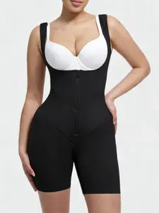 1 Count Women's Solid Color U-Neck with Adjustable Shoulder Straps Bodysuit, Fajas, Colombian Shapewear, Corset Style Shapewear, Abdomen Smoothing & Butt Boosting Shapewear for Ladies, V Contour Waistband & Zipper Closure, Daily Use