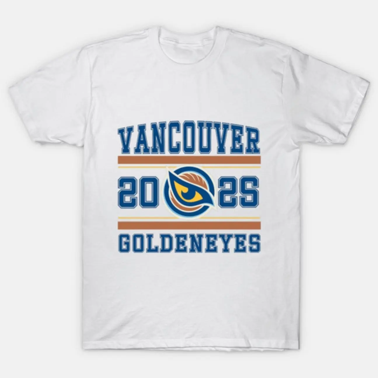 Women's Vintage Vancouver Goldeneyes PWHL Logo Graphic T-Shirt, Soft Cotton Fitted Fashion Crew Neck Short-Sleeve Tee, Customizable Unisex Athletic Casual Top, All-Seasons Outdoors Use, Cold-Wash Safe